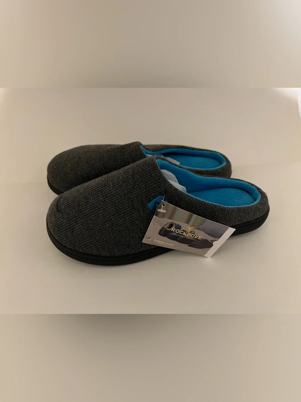 RockDove Men’s Gray Slip-On Comfort Loafers with Blue Lining